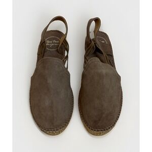 Toni Pons Women's Nuria Wedge Suede Taupe Espadrille Slip On Sandals size 36
